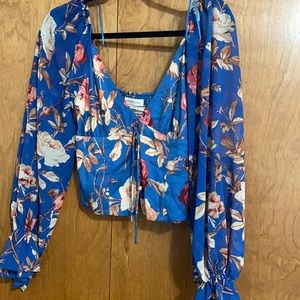 Long Sleeve Floral Urban outfitters top v neck